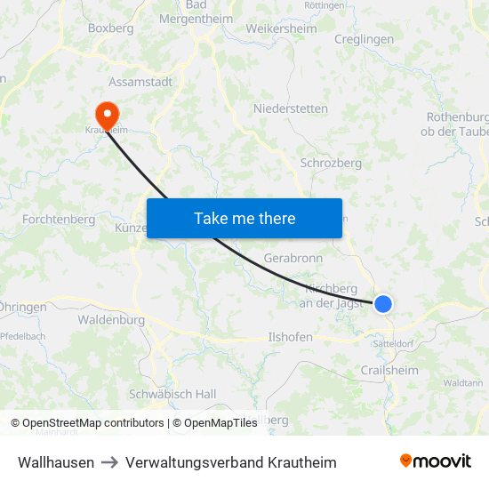 Wallhausen to Verwaltungsverband Krautheim map