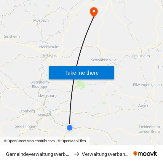 Gemeindeverwaltungsverband Plochingen to Verwaltungsverband Krautheim map