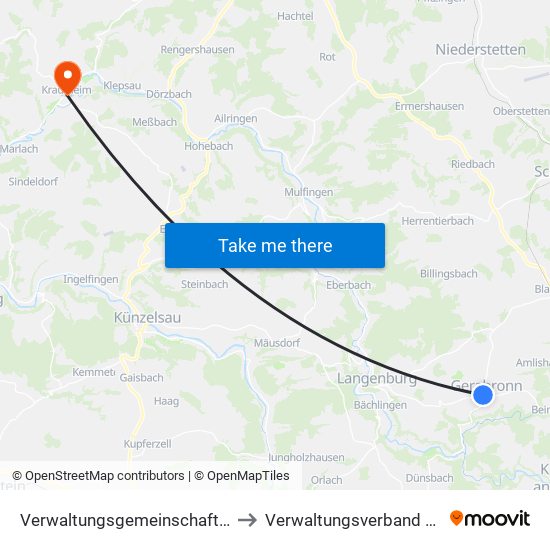 Verwaltungsgemeinschaft Gerabronn to Verwaltungsverband Krautheim map