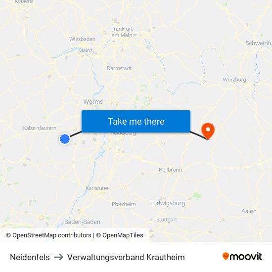 Neidenfels to Verwaltungsverband Krautheim map