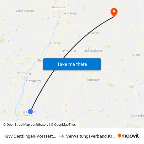 Gvv Denzlingen-Vörstetten-Reute to Verwaltungsverband Krautheim map