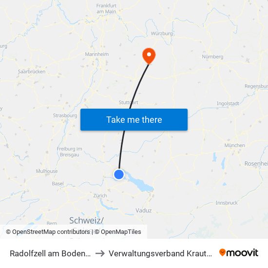 Radolfzell am Bodensee to Verwaltungsverband Krautheim map