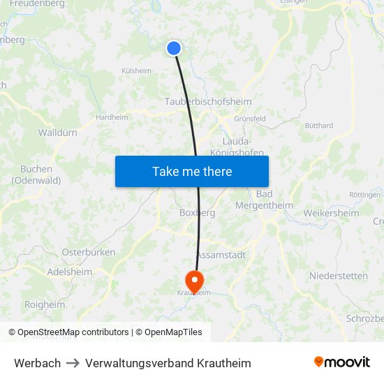 Werbach to Verwaltungsverband Krautheim map