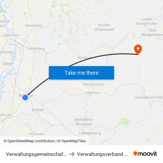 Verwaltungsgemeinschaft Bruchsal to Verwaltungsverband Krautheim map