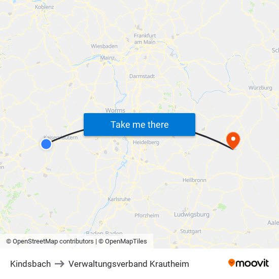 Kindsbach to Verwaltungsverband Krautheim map