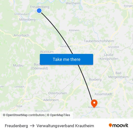 Freudenberg to Verwaltungsverband Krautheim map