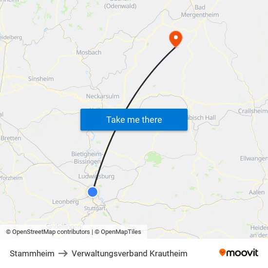 Stammheim to Verwaltungsverband Krautheim map