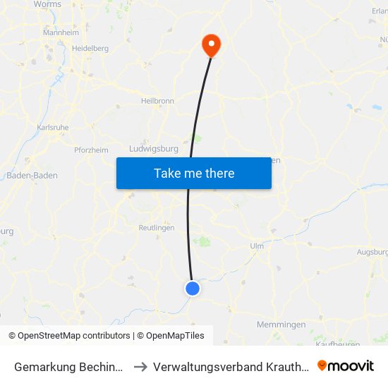 Gemarkung Bechingen to Verwaltungsverband Krautheim map