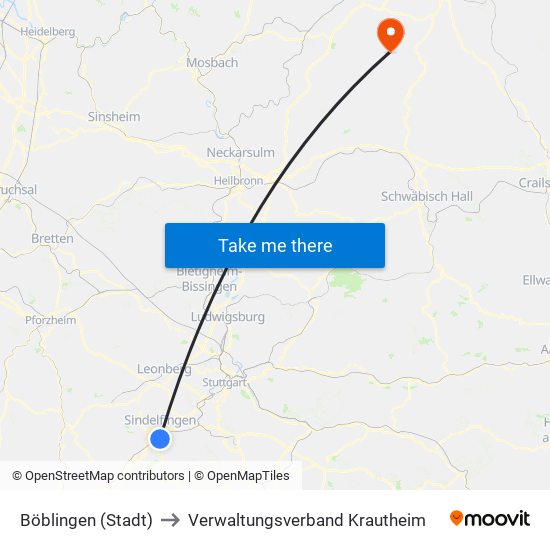 Böblingen (Stadt) to Verwaltungsverband Krautheim map