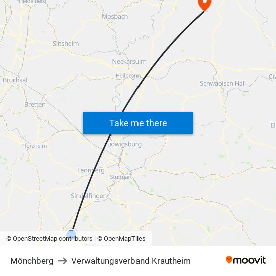 Mönchberg to Verwaltungsverband Krautheim map