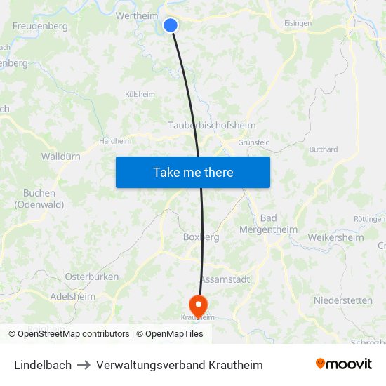 Lindelbach to Verwaltungsverband Krautheim map