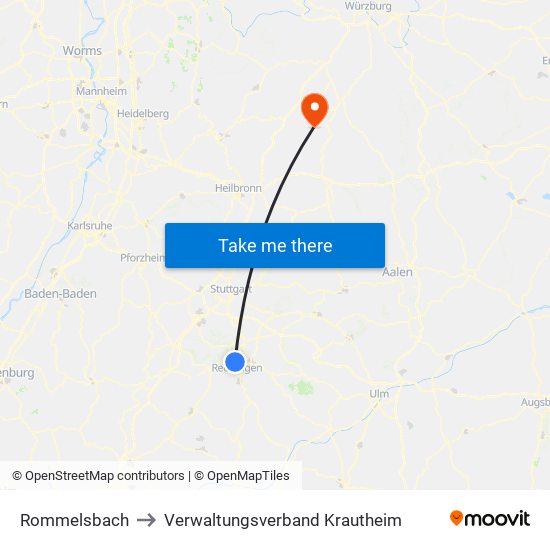 Rommelsbach to Verwaltungsverband Krautheim map