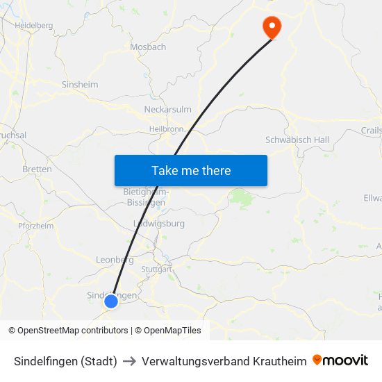 Sindelfingen (Stadt) to Verwaltungsverband Krautheim map