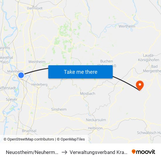 Neuostheim/Neuhermsheim to Verwaltungsverband Krautheim map