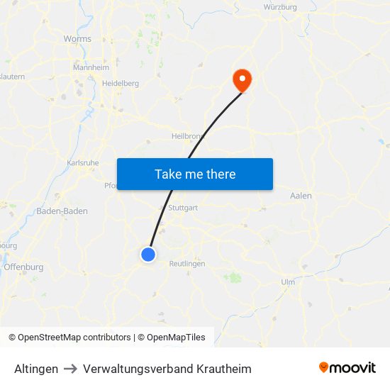 Altingen to Verwaltungsverband Krautheim map