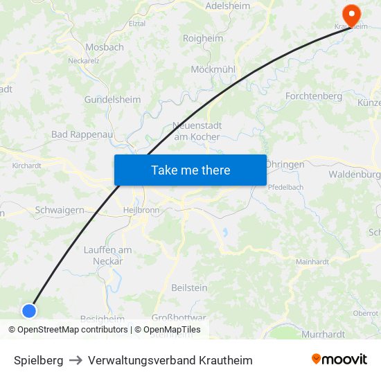 Spielberg to Verwaltungsverband Krautheim map