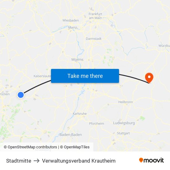 Stadtmitte to Verwaltungsverband Krautheim map