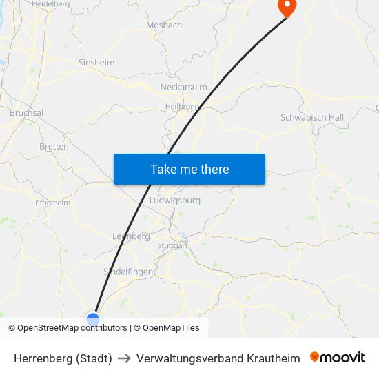 Herrenberg (Stadt) to Verwaltungsverband Krautheim map