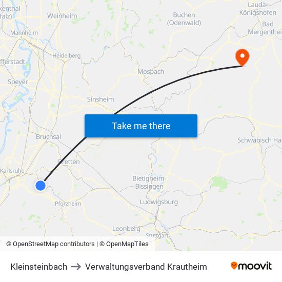 Kleinsteinbach to Verwaltungsverband Krautheim map