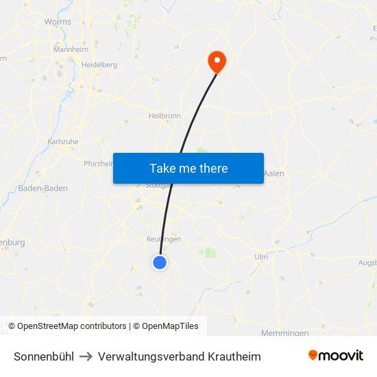 Sonnenbühl to Verwaltungsverband Krautheim map