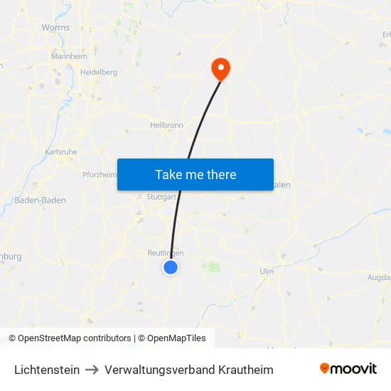 Lichtenstein to Verwaltungsverband Krautheim map