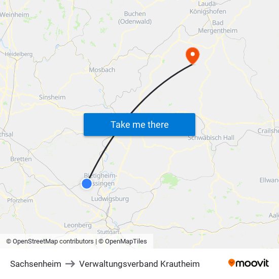 Sachsenheim to Verwaltungsverband Krautheim map