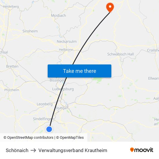 Schönaich to Verwaltungsverband Krautheim map