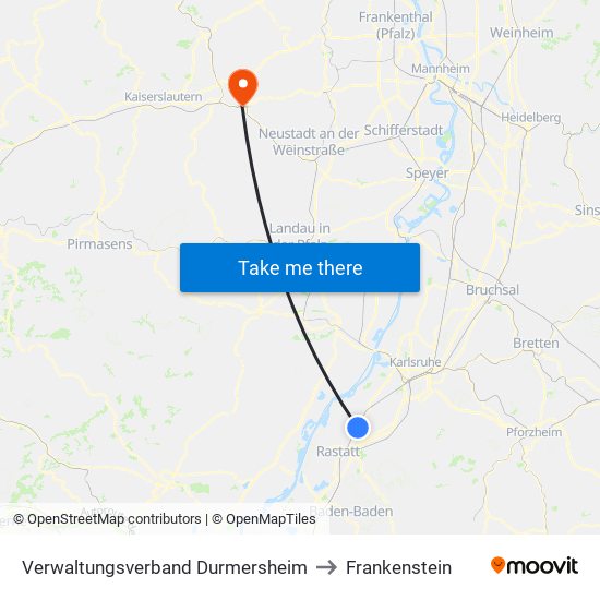 Verwaltungsverband Durmersheim to Frankenstein map