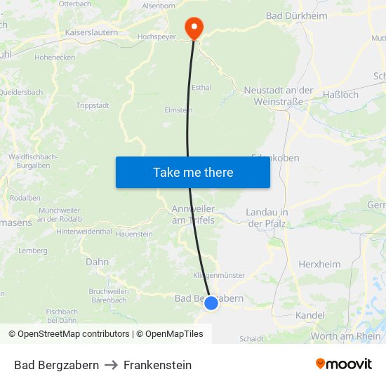 Bad Bergzabern to Frankenstein map