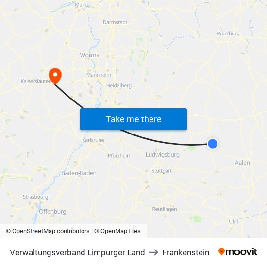 Verwaltungsverband Limpurger Land to Frankenstein map
