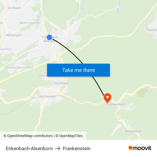 Enkenbach-Alsenborn to Frankenstein map