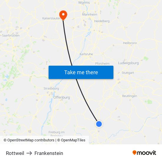 Rottweil to Frankenstein map