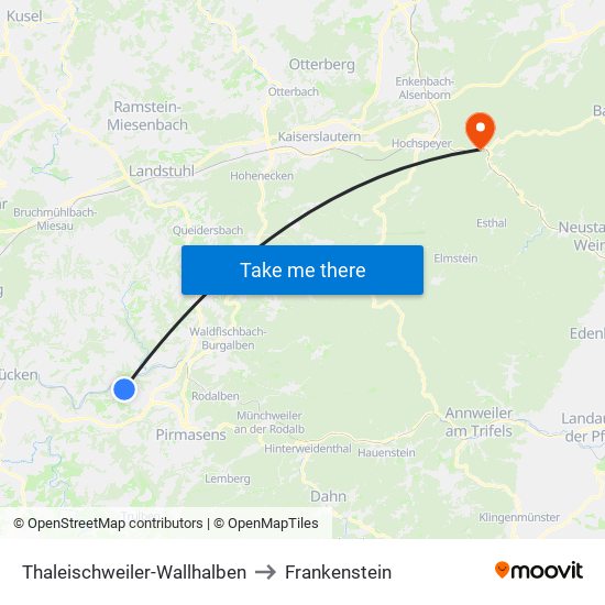 Thaleischweiler-Wallhalben to Frankenstein map