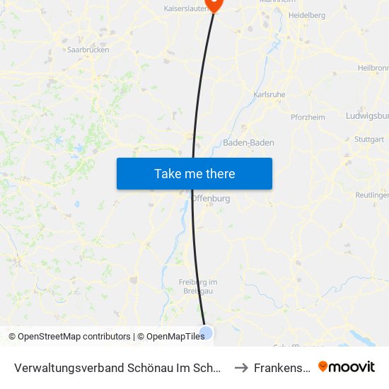 Verwaltungsverband Schönau Im Schwarzwald to Frankenstein map
