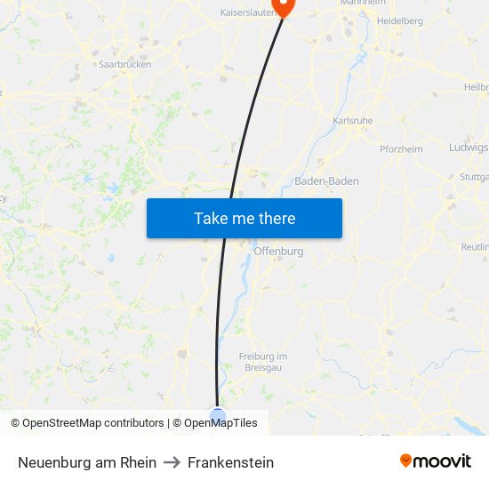 Neuenburg am Rhein to Frankenstein map