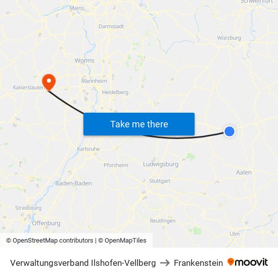 Verwaltungsverband Ilshofen-Vellberg to Frankenstein map