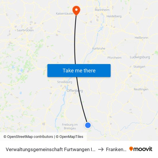 Verwaltungsgemeinschaft Furtwangen Im Schwarzwald to Frankenstein map