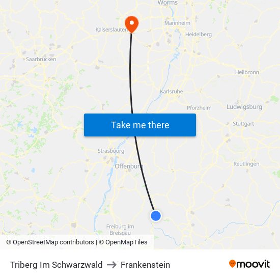 Triberg Im Schwarzwald to Frankenstein map