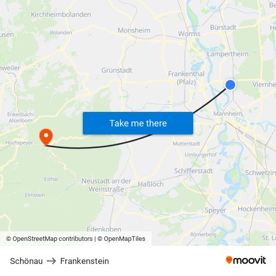 Schönau to Frankenstein map