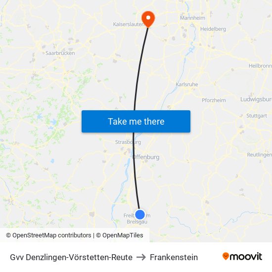 Gvv Denzlingen-Vörstetten-Reute to Frankenstein map