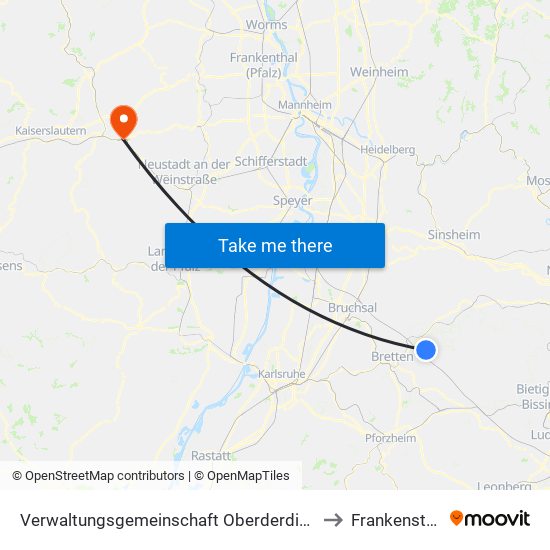 Verwaltungsgemeinschaft Oberderdingen to Frankenstein map