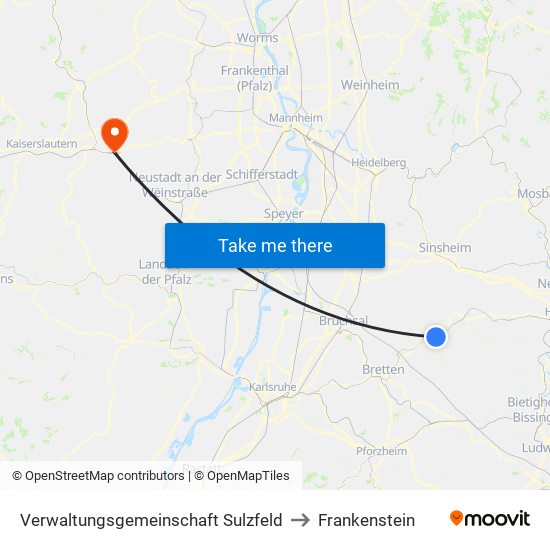 Verwaltungsgemeinschaft Sulzfeld to Frankenstein map