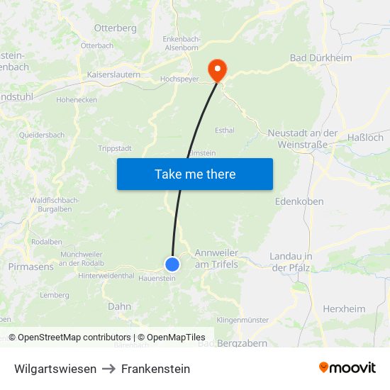 Wilgartswiesen to Frankenstein map