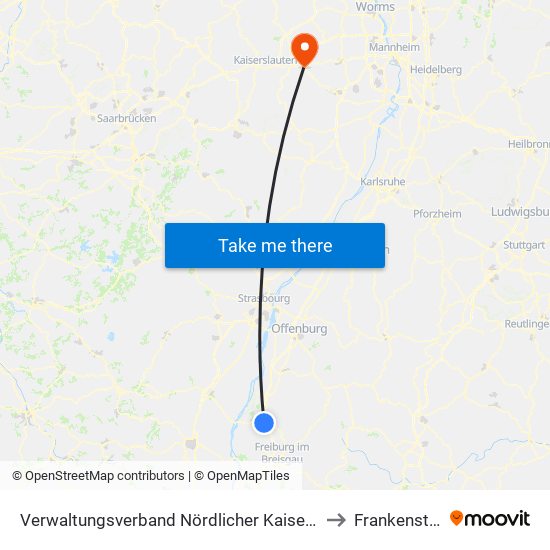 Verwaltungsverband Nördlicher Kaiserstuhl to Frankenstein map