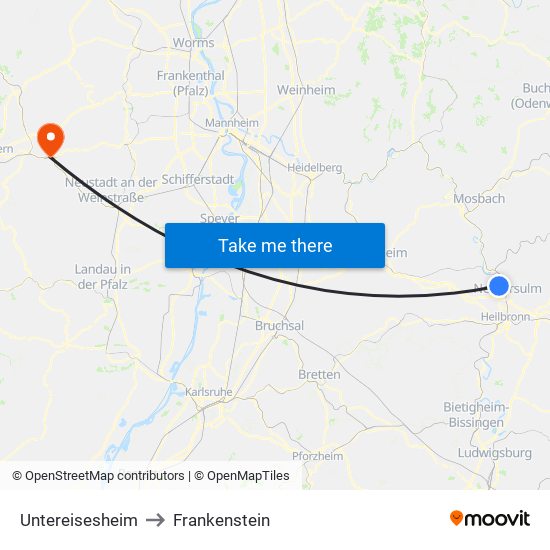 Untereisesheim to Frankenstein map