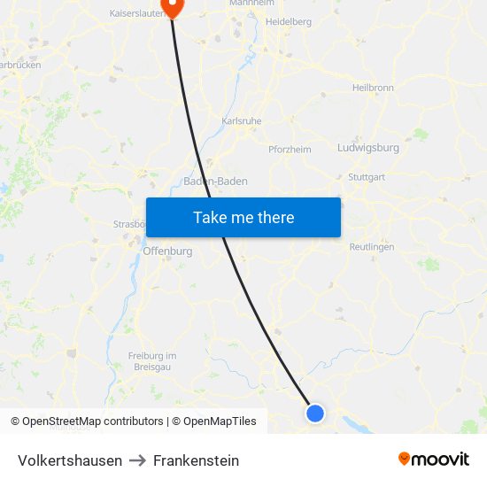 Volkertshausen to Frankenstein map