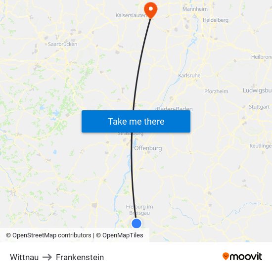 Wittnau to Frankenstein map