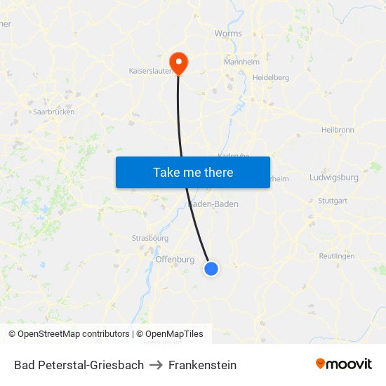 Bad Peterstal-Griesbach to Frankenstein map