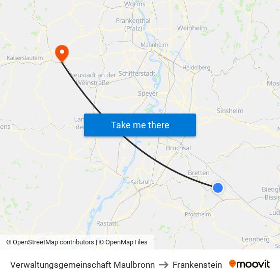 Verwaltungsgemeinschaft Maulbronn to Frankenstein map