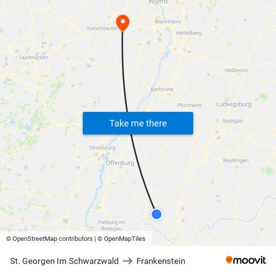 St. Georgen Im Schwarzwald to Frankenstein map